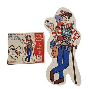 Vintage 1991 Where's Waldo? Giant Shaped Floor Puzzle 100% Complete